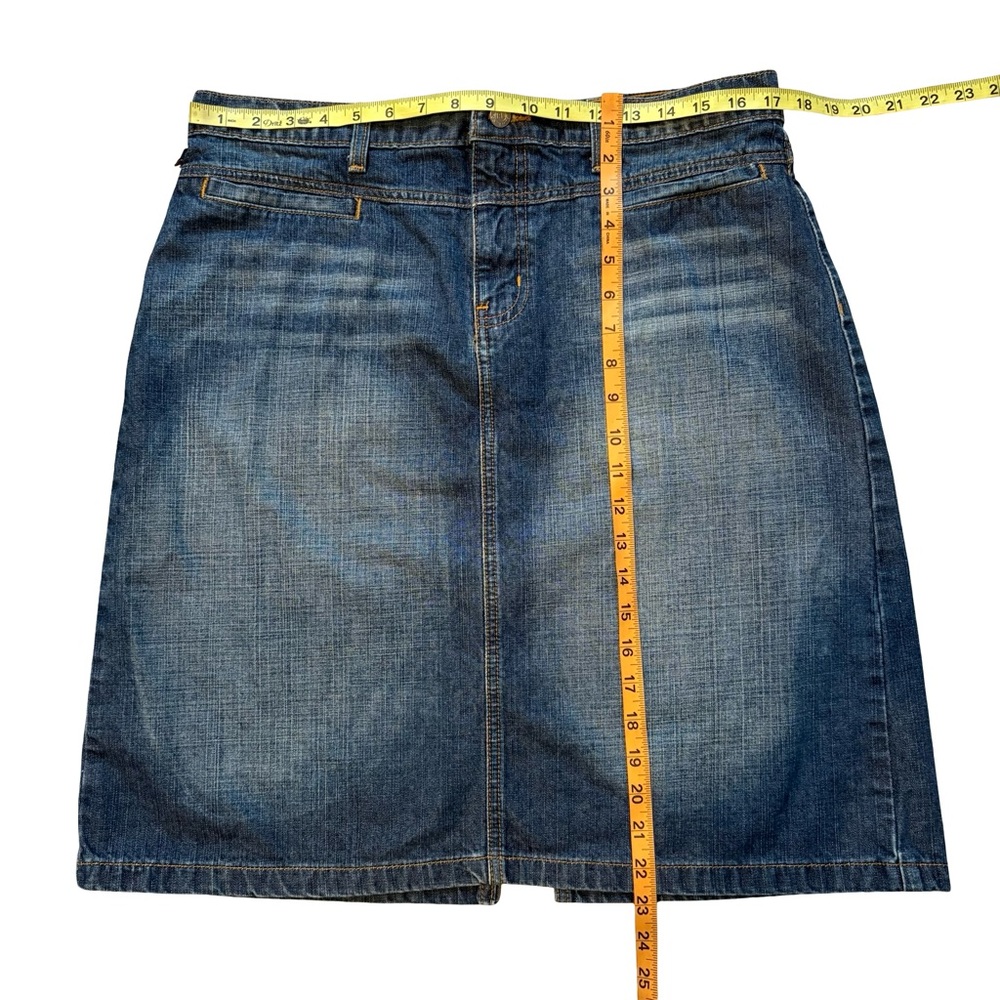 POLO Jeans Company 90s Racer Knee Denim Skirt Flag Logo, Sz 12 - Picture 11 of 15